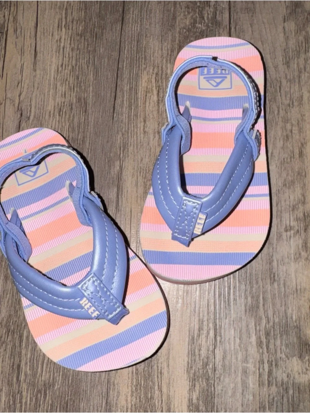 Reef Kids Lavender & Pink Striped Toddler Flip Flops